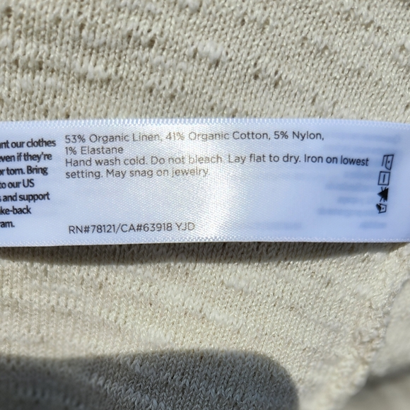 NWT Eileen Fisher Organic Cotton Linen Slub Hooded Cardigan Straight Fit in Bone - Picture 8 of 8